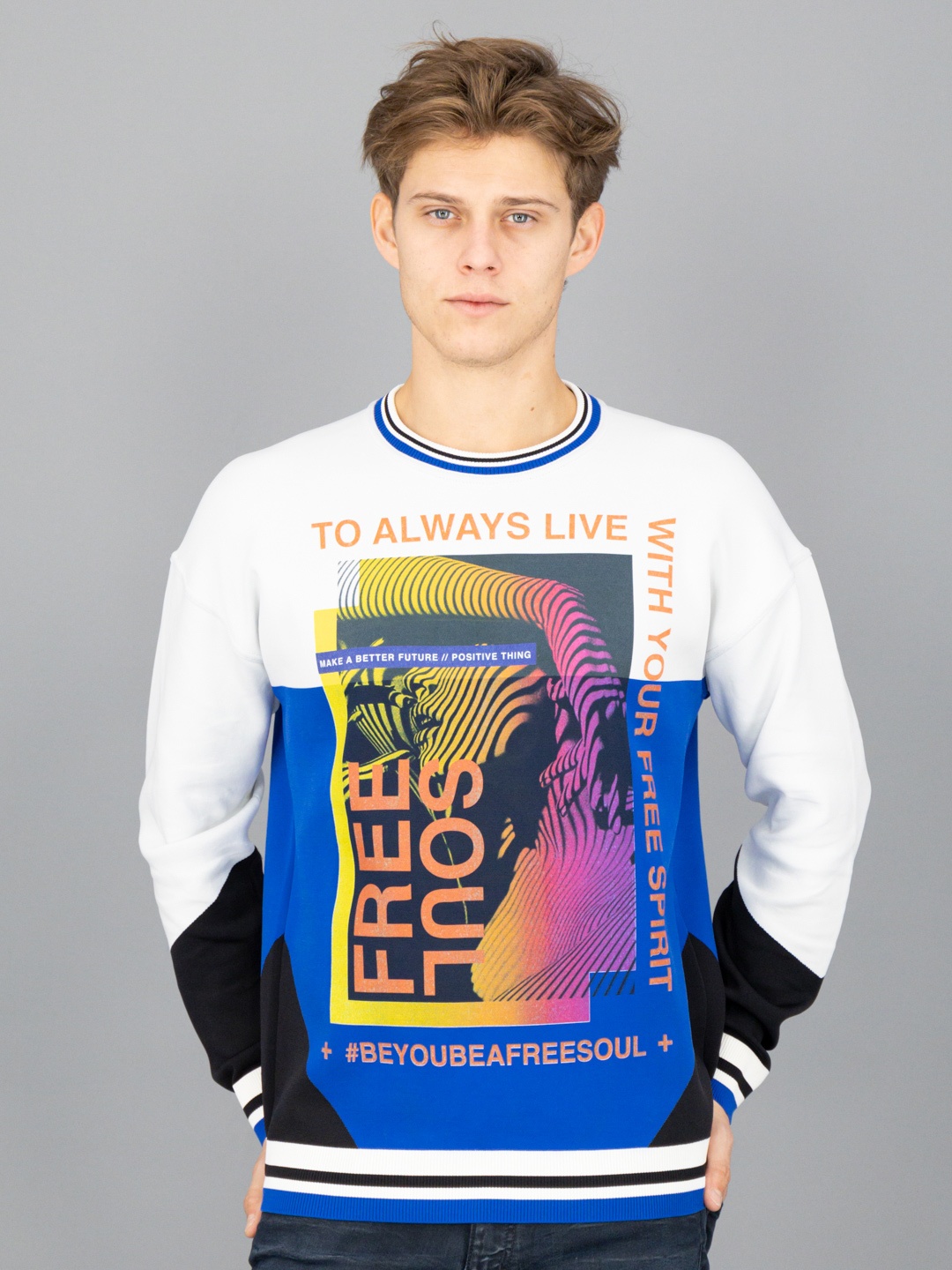 

FREESOUL Men White Printed Sweatshirt