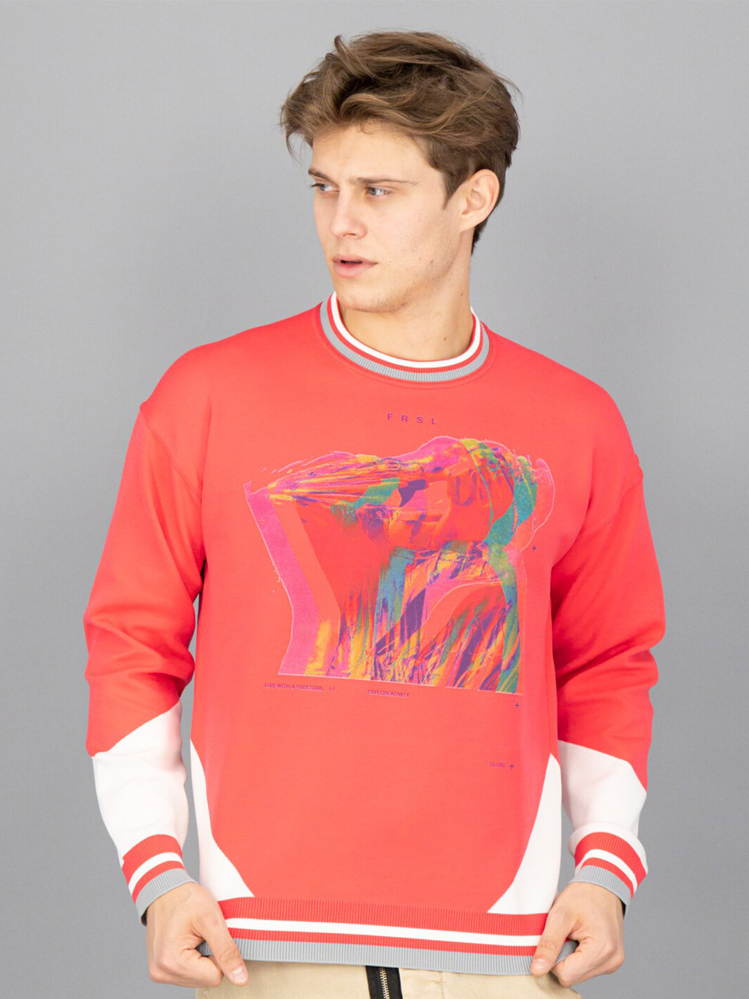 

FREESOUL Men Red Printed Sweatshirt