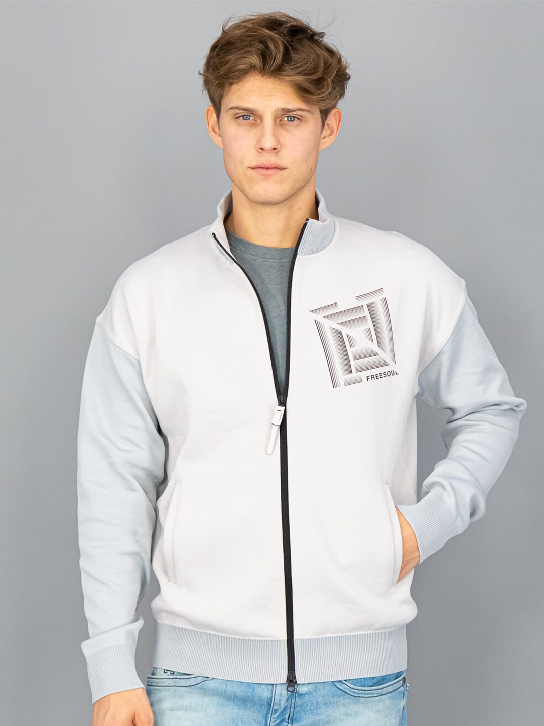 

FREESOUL Men Grey Sweatshirt