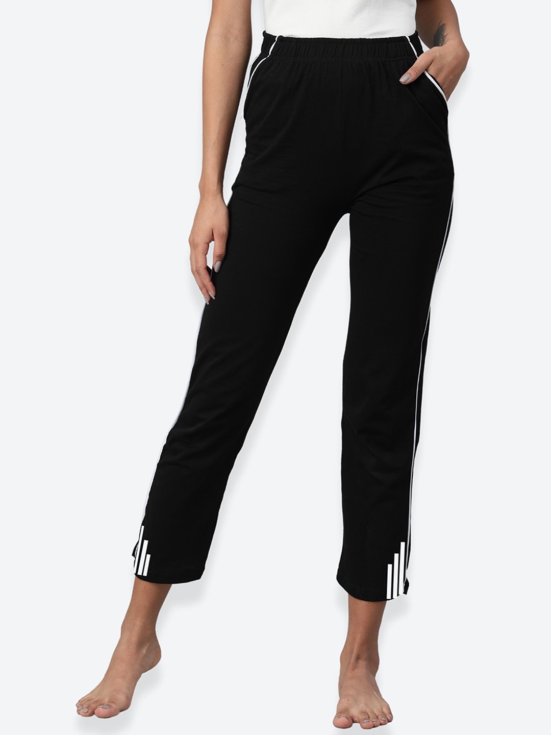 

NOT YET by us Women Black Solid Lounge Pants