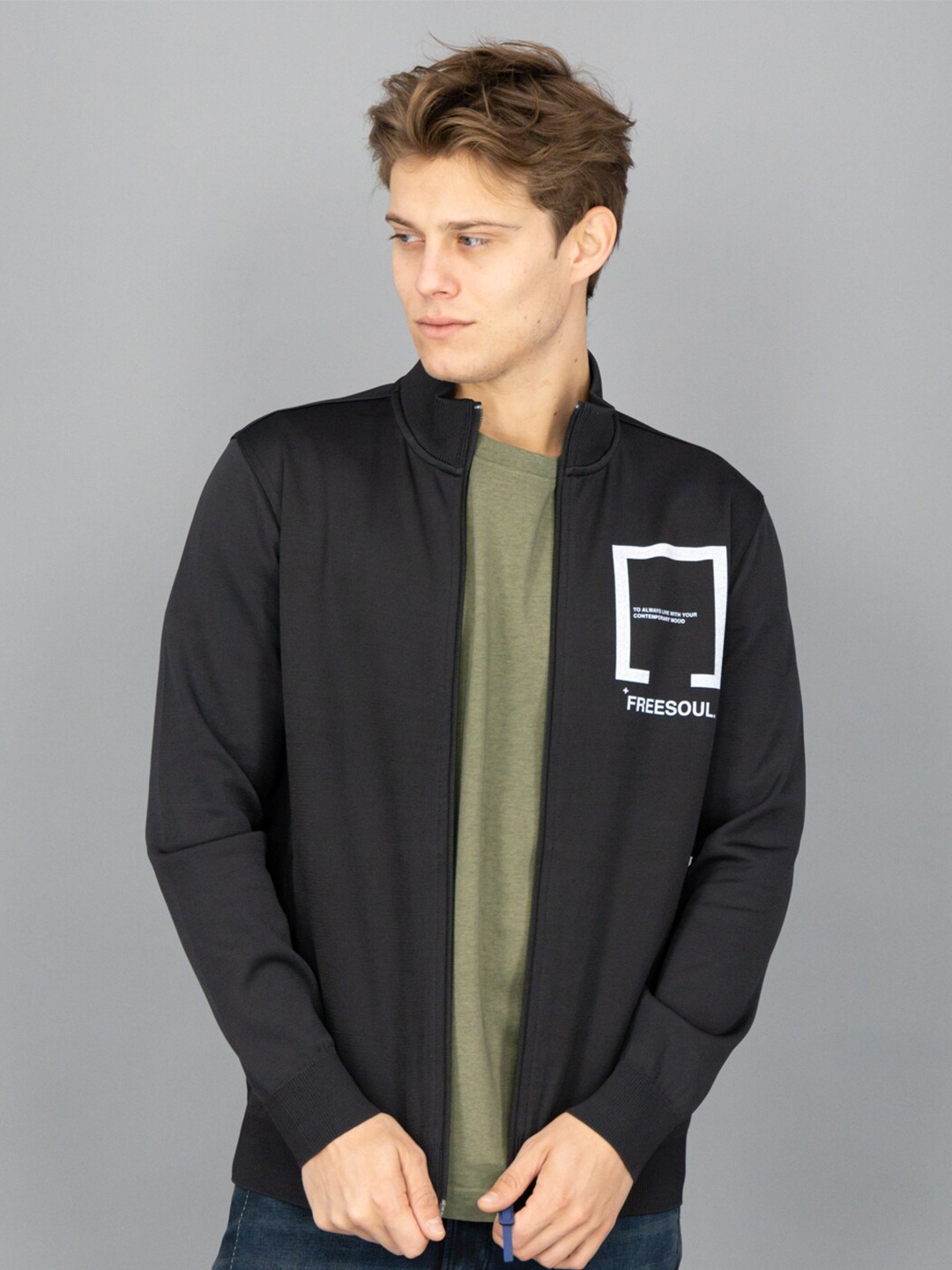 

FREESOUL Men Black Printed Sweatshirt
