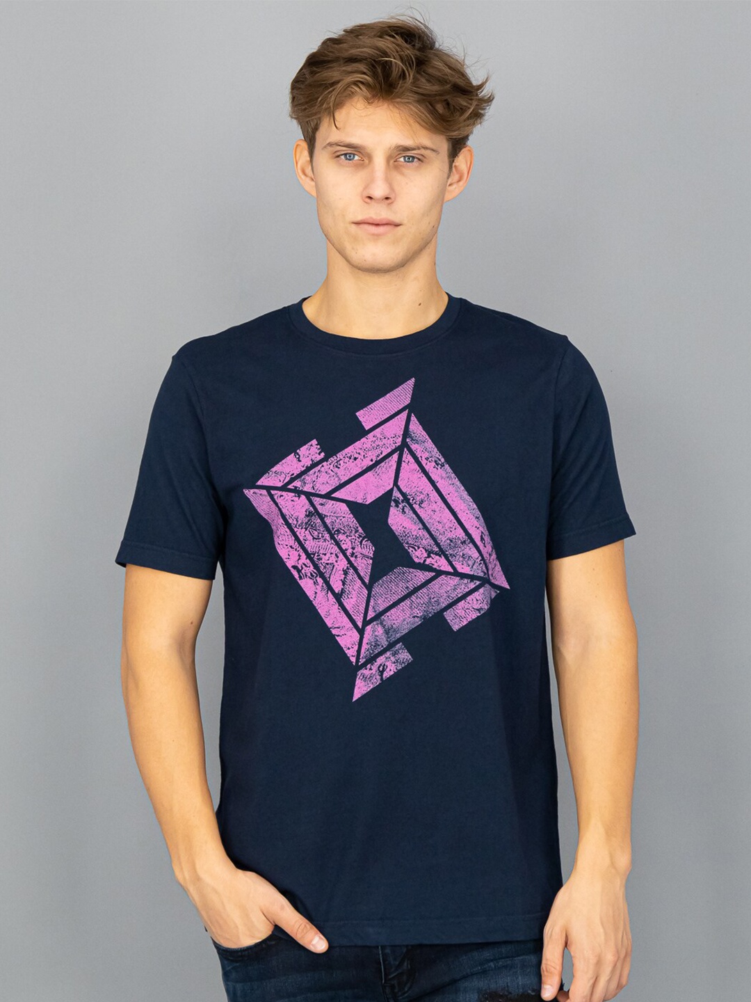 

FREESOUL Men Blue & Purple Printed T-shirt