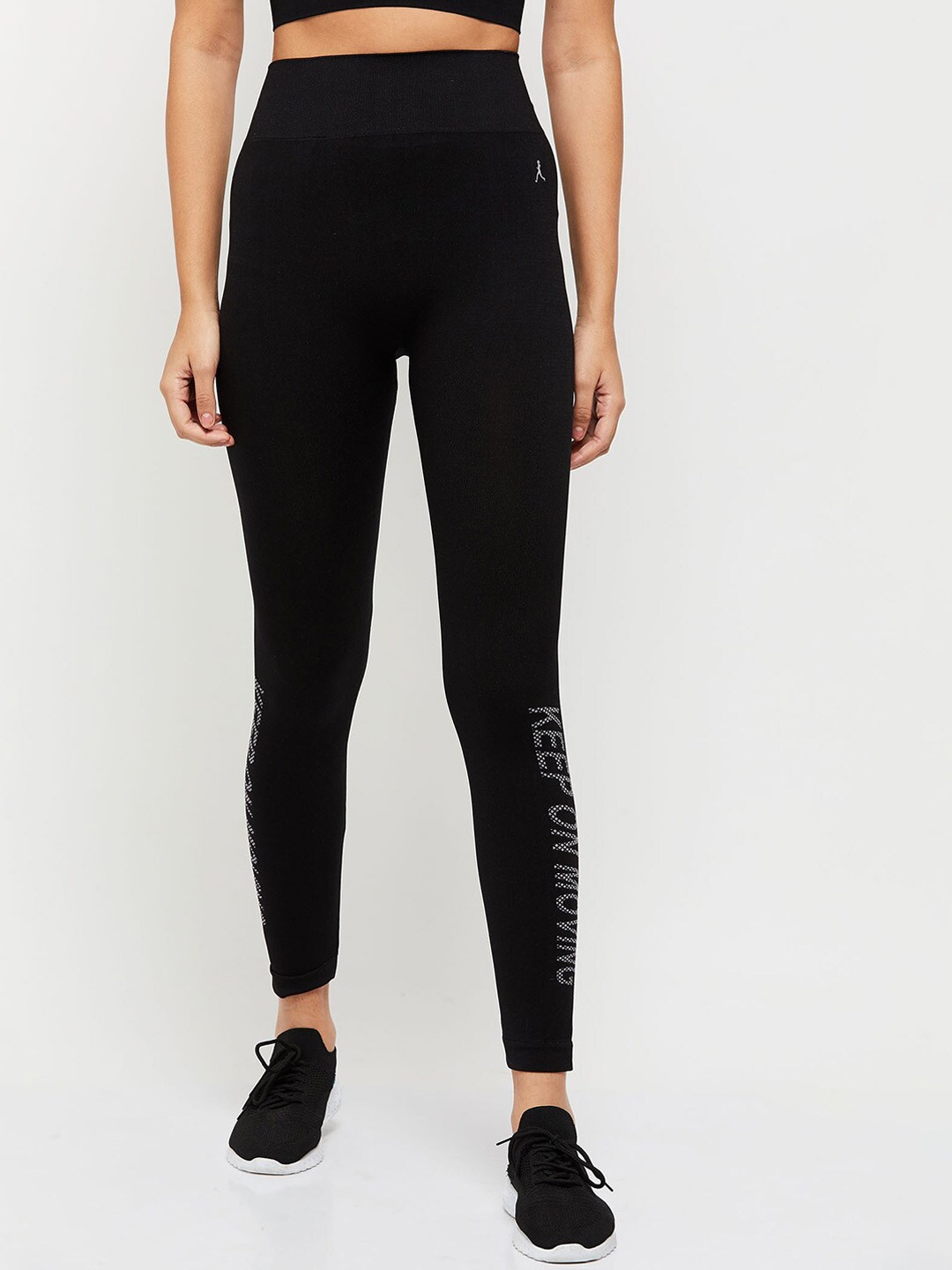 

max Women Black Solid Ankle-Length Tights