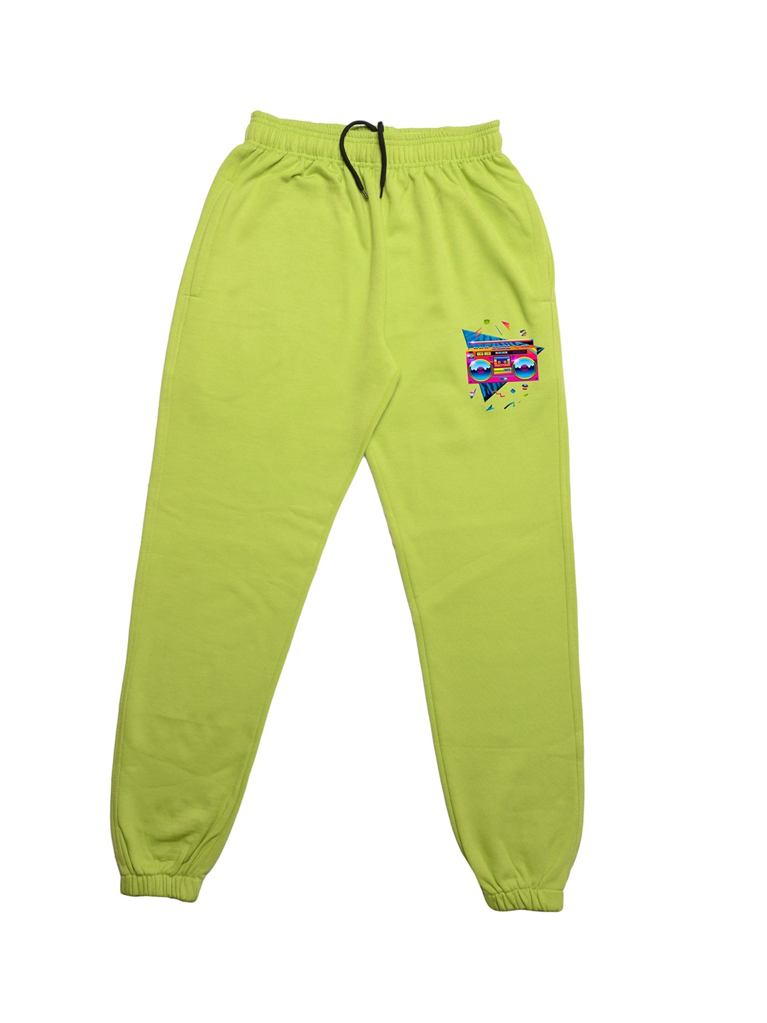 

TINY HUG Boys Fluorescent Green Printed Pure Cotton Slim Fit Joggers