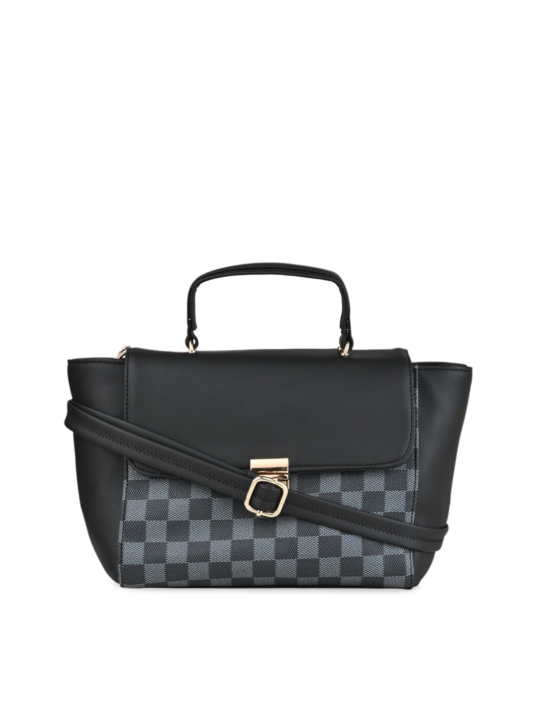 

Rocia Women Black Checked PU Structured Satchel