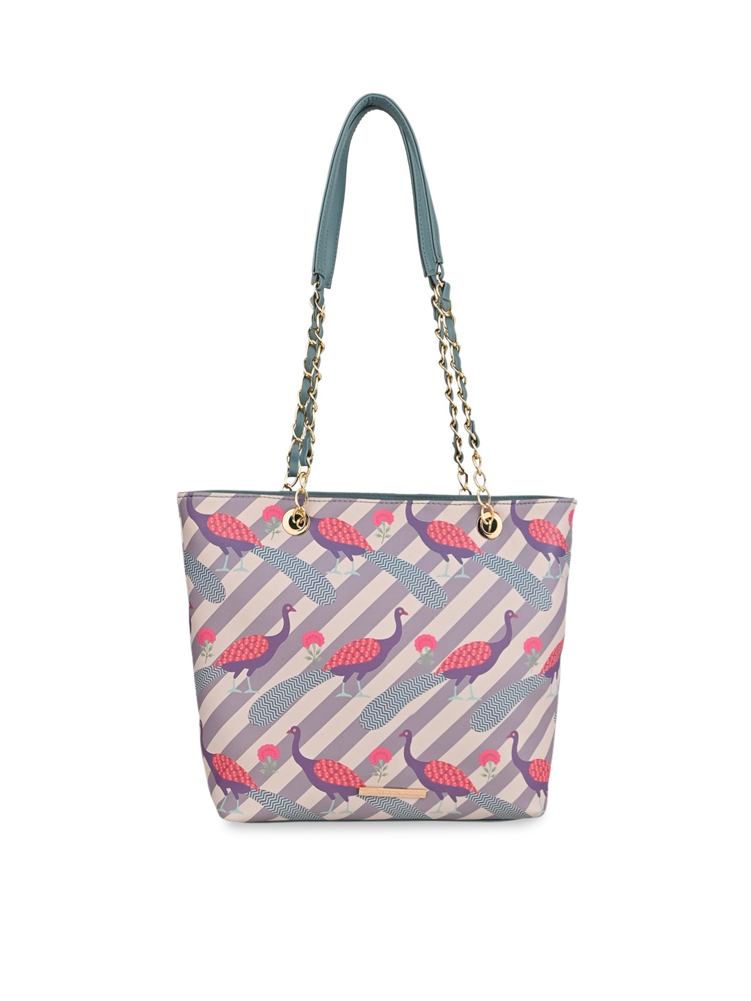 

Rocia Blue Textured PU Structured Shoulder Bag with Quilted