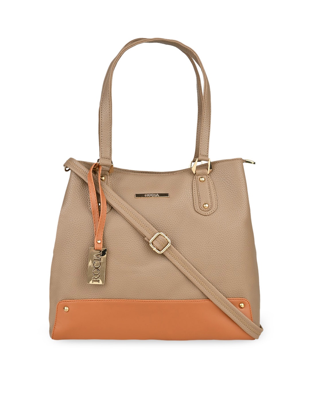 

Rocia Beige Colourblocked PU Structured Shoulder Bag with Tasselled