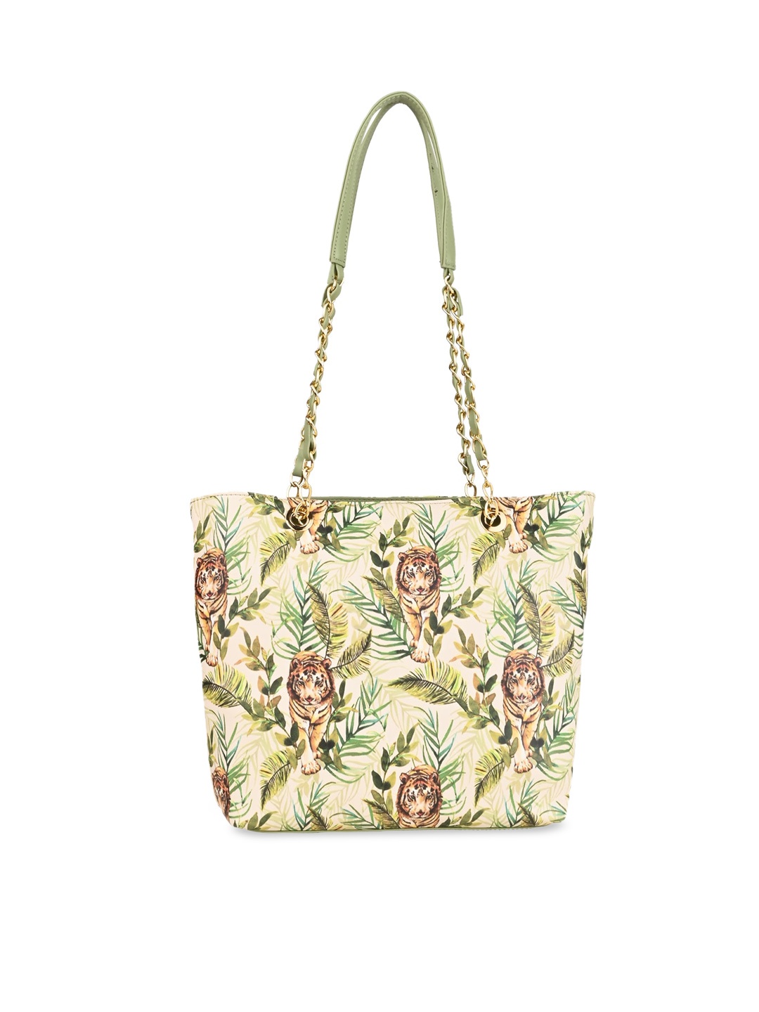 

Rocia Green Floral Printed Structured Shoulder Bag