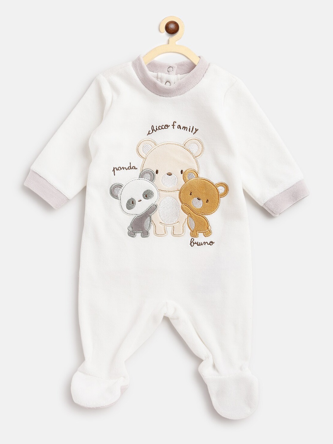 

Chicco Infant White Animal Applique Sleepsuit