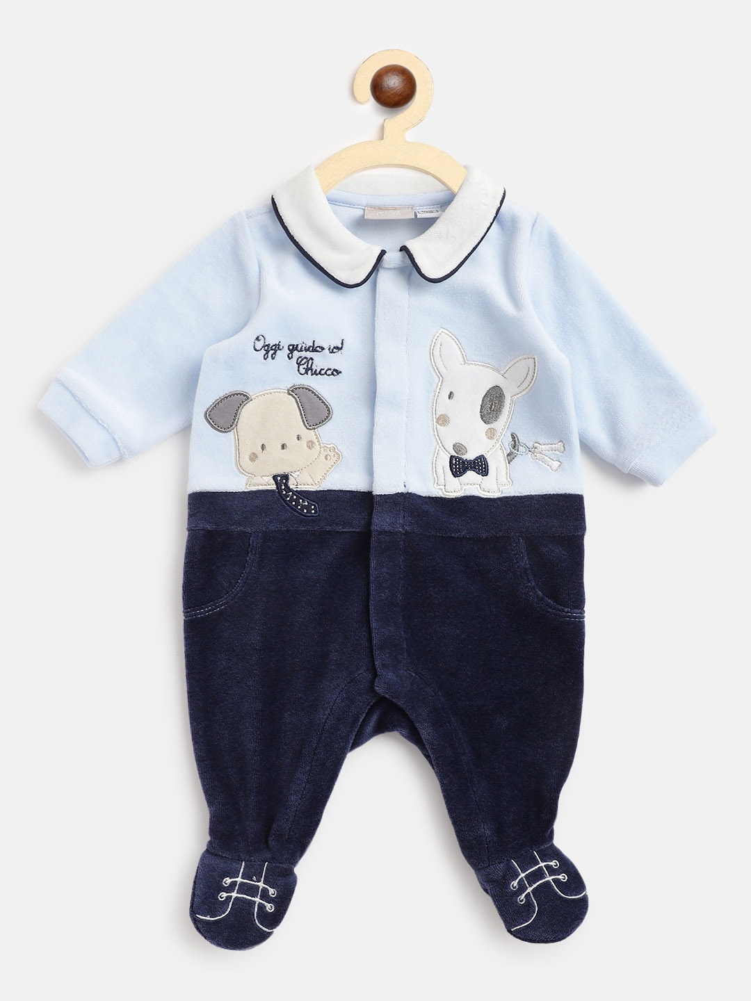 

Chicco Boys Blue Animal Applique Design Sleepsuit