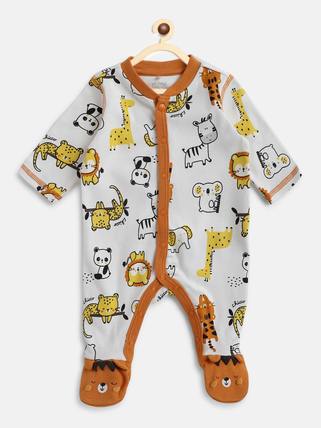 

Chicco Kids White Printed Pure Cotton Sleepsuit