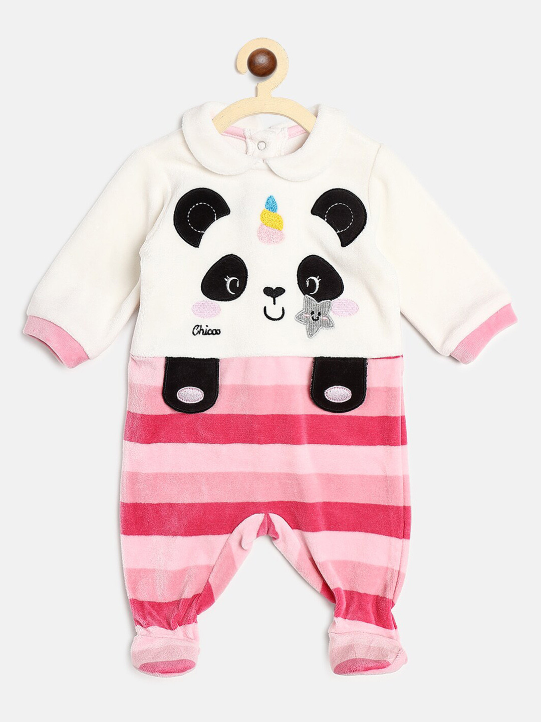 

Chicco Infant Pink & White Embroidered Sleepsuit