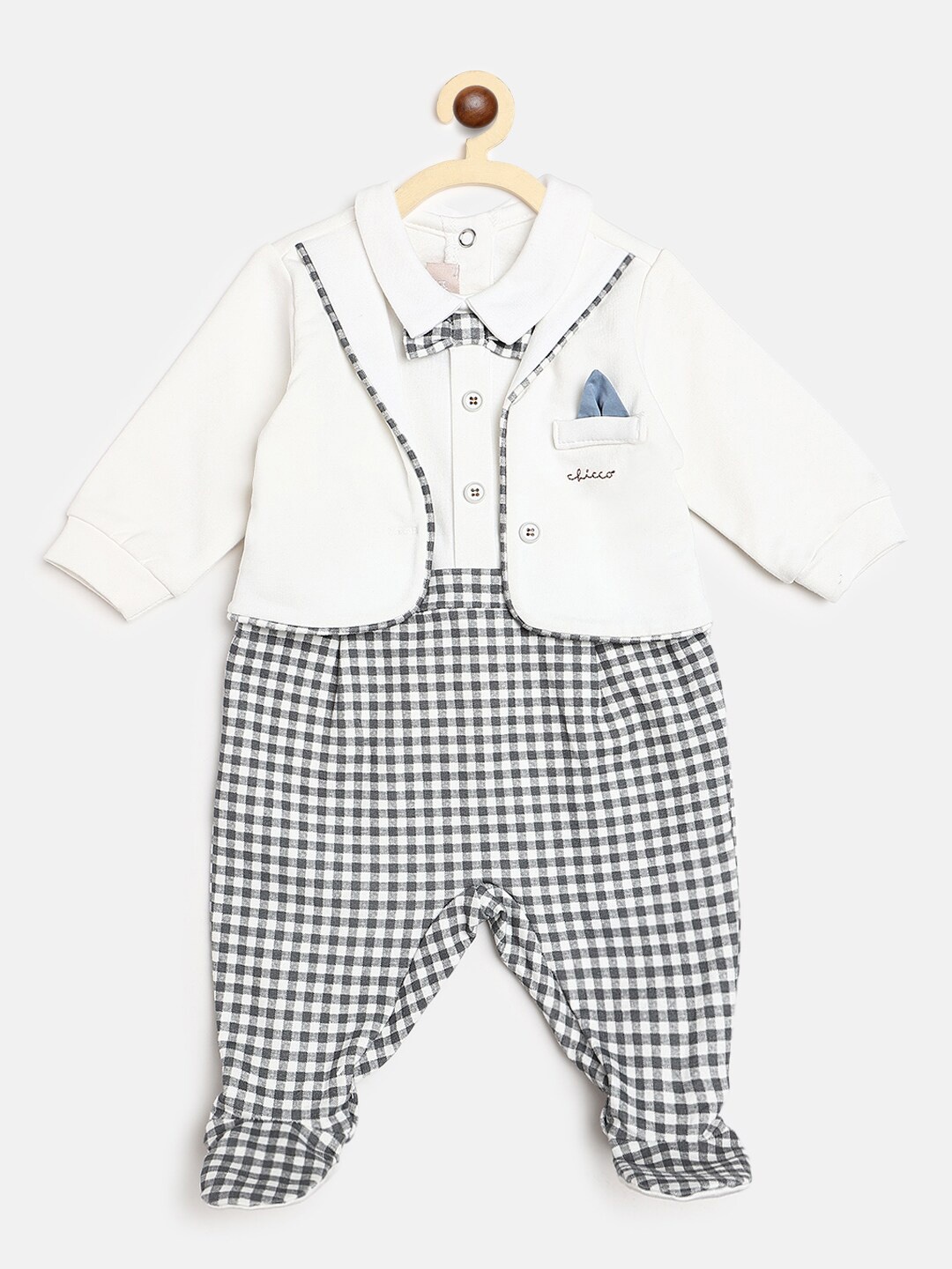 

Chicco Infant Boys White Checked Sleepsuit
