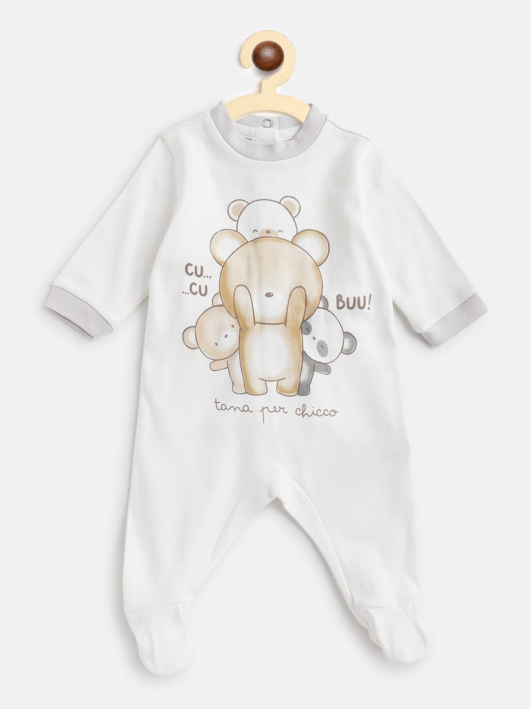 

Chicco Kids White Printed Pure Cotton Sleepsuit