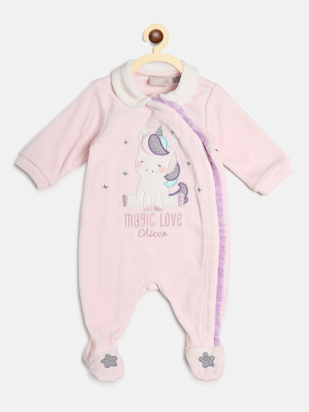 

Chicco Girls Pink Embroidered Sleepsuit
