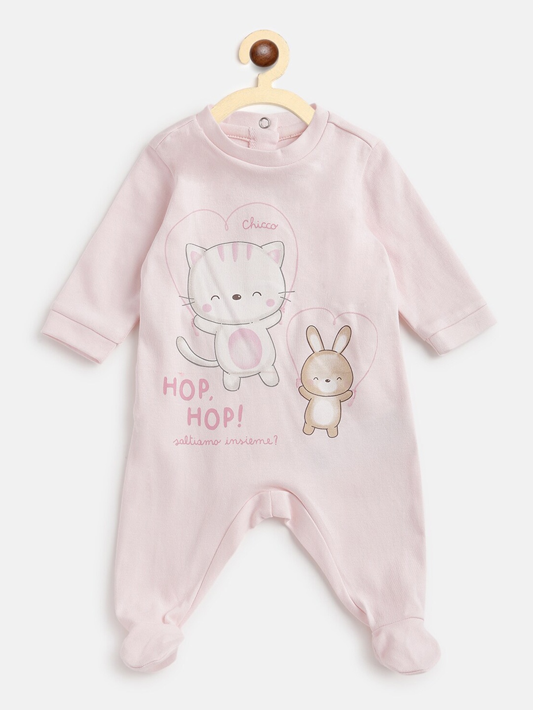 

Chicco Kids Pink Printed Cotton Sleepsuit