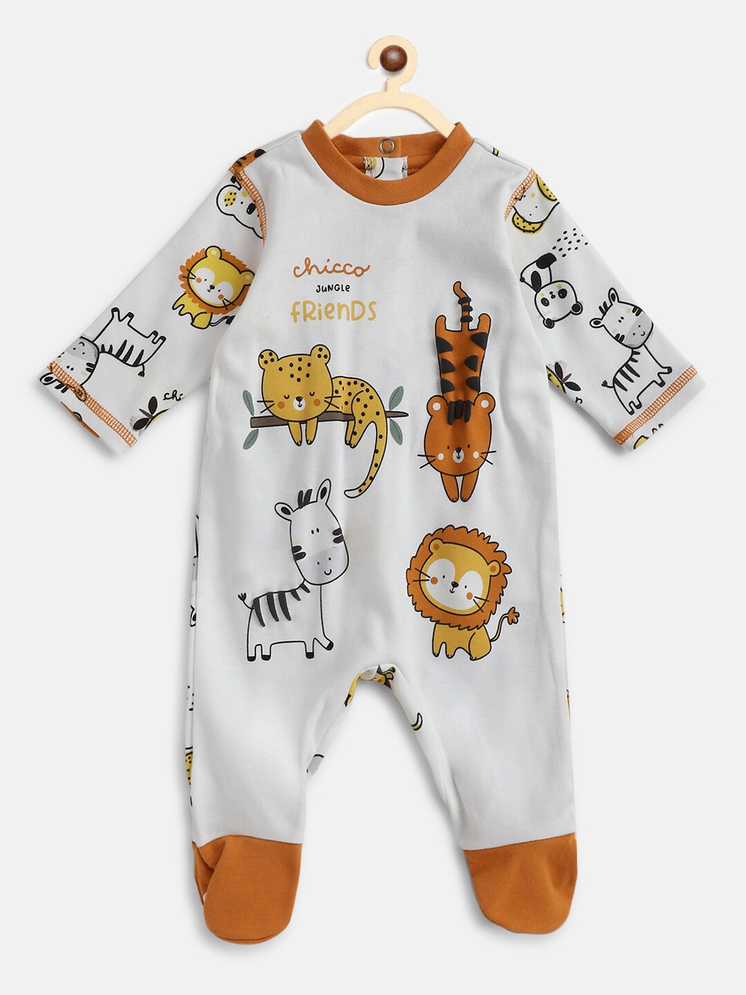 

Chicco Infants Kids White Printed Pure Cotton Sleepsuit
