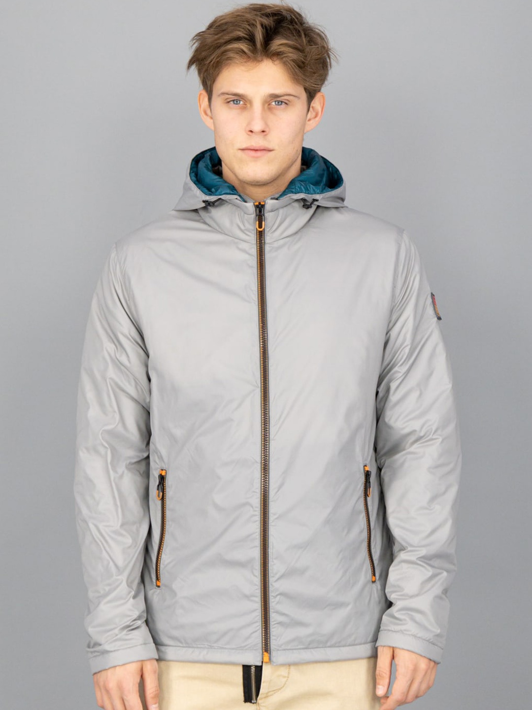 

FREESOUL Men Grey Puffer Hooded Jacket