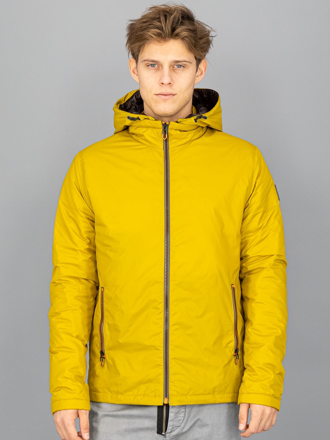 

FREESOUL Men Yellow Puffer Hooded Jacket