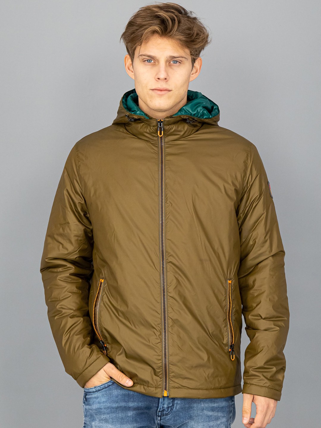 

FREESOUL Men Olive Green Solid Padded Jacket