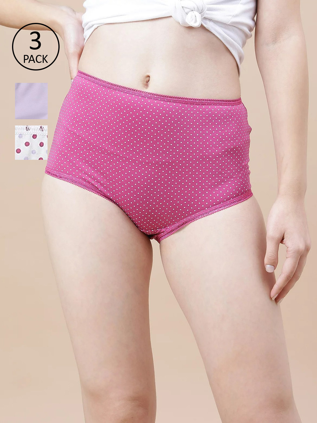 

Marks & Spencer Women Pack of 3 Polka Dot Printed Briefs, Pink