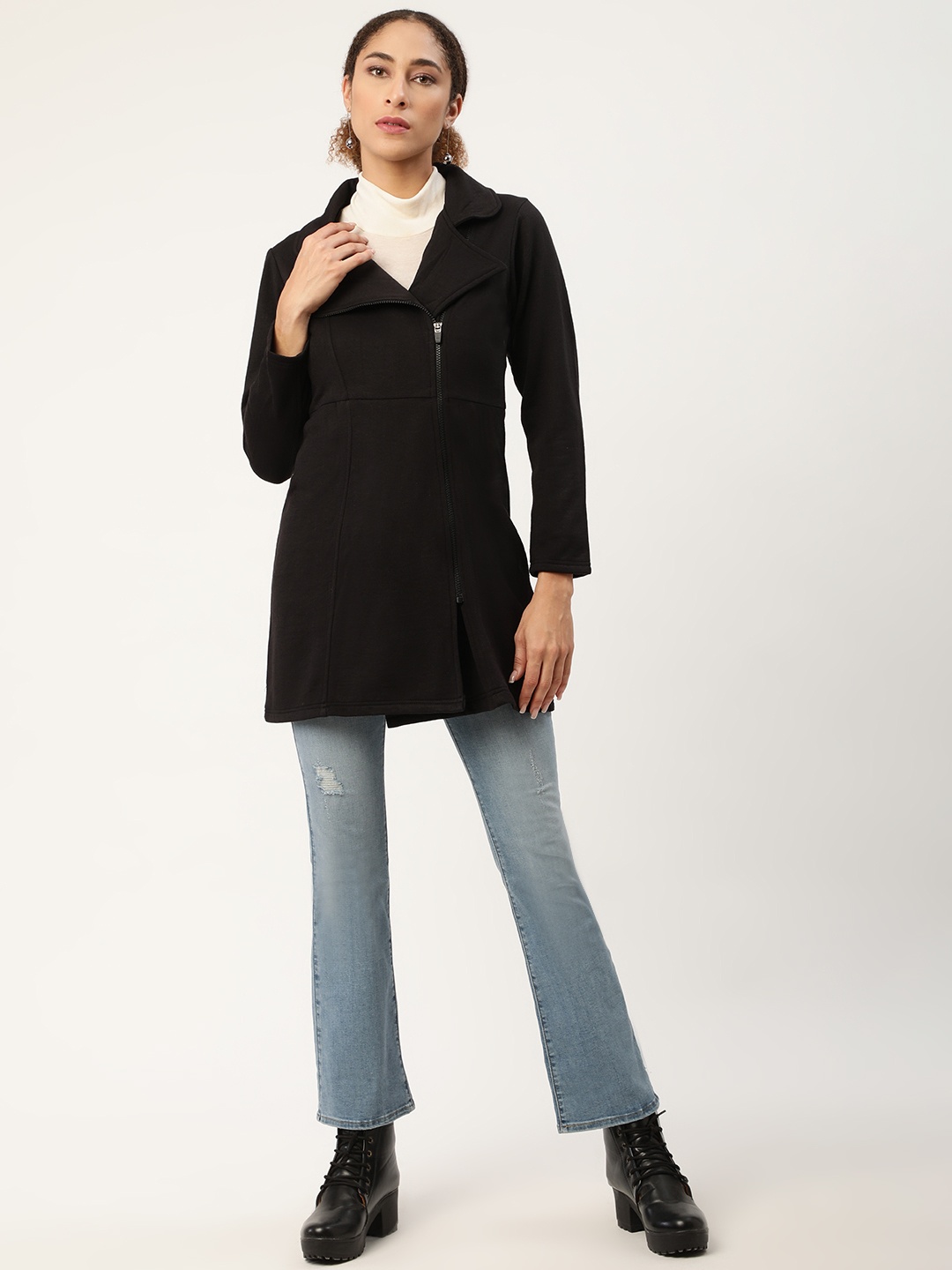 

Alsace Lorraine Paris Women Black Solid Overcoat
