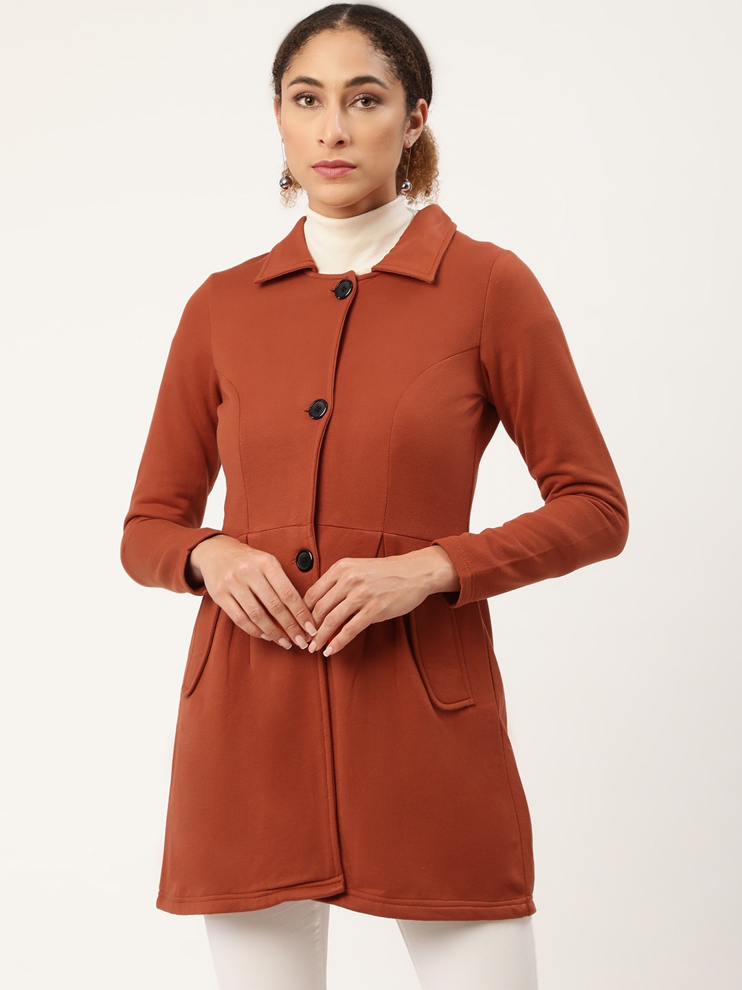 

Alsace Lorraine Paris Women Orange Solid Overcoat