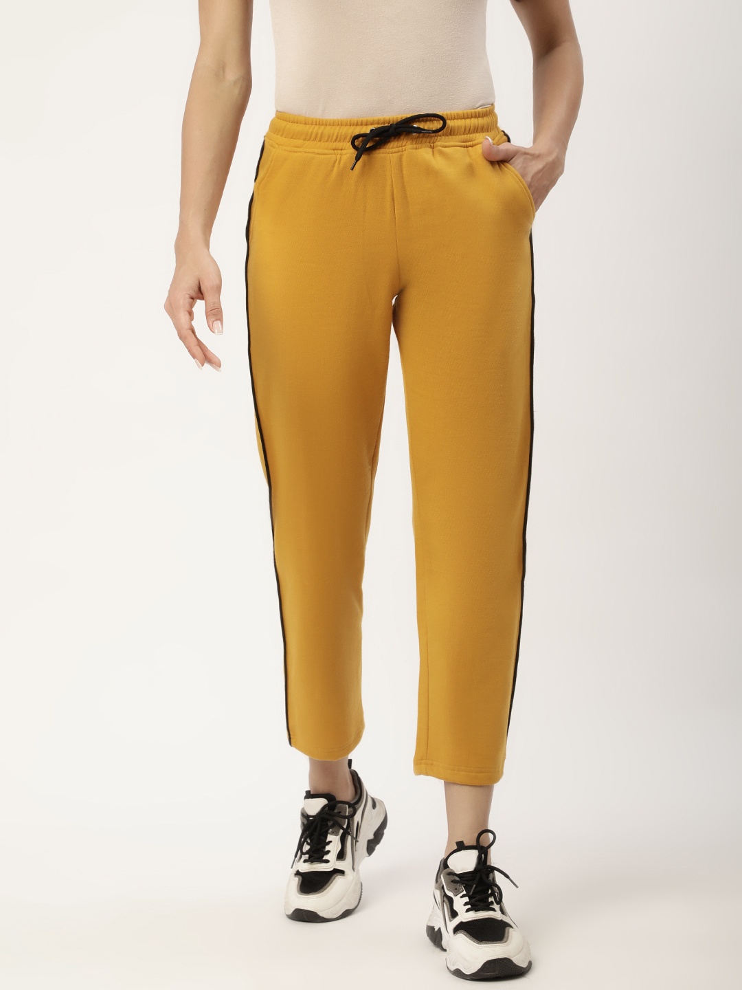 

Alsace Lorraine Paris Women Mustard Yellow Solid Track Pants