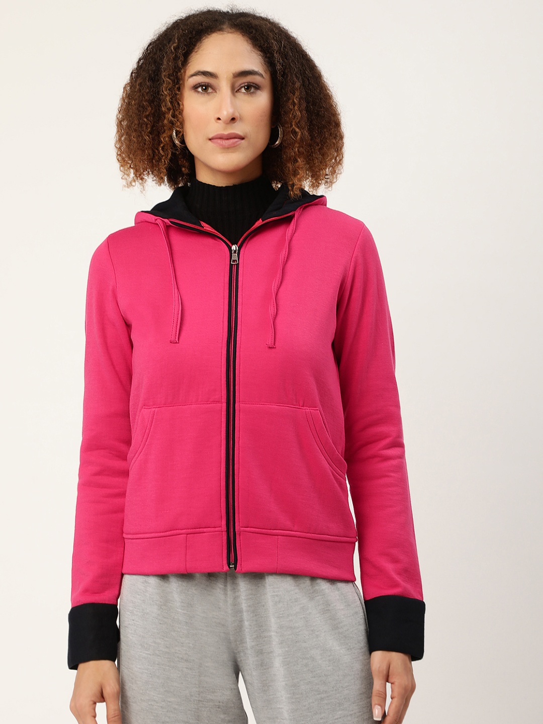 

Alsace Lorraine Paris Women Pink Solid Hooded Sweatshirt