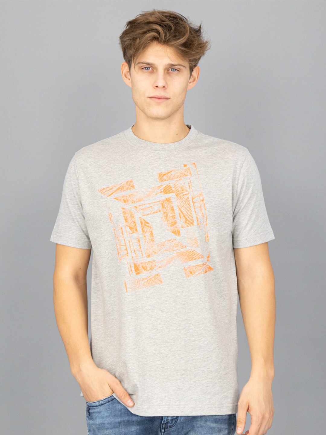 

FREESOUL Men Grey Printed T-shirt