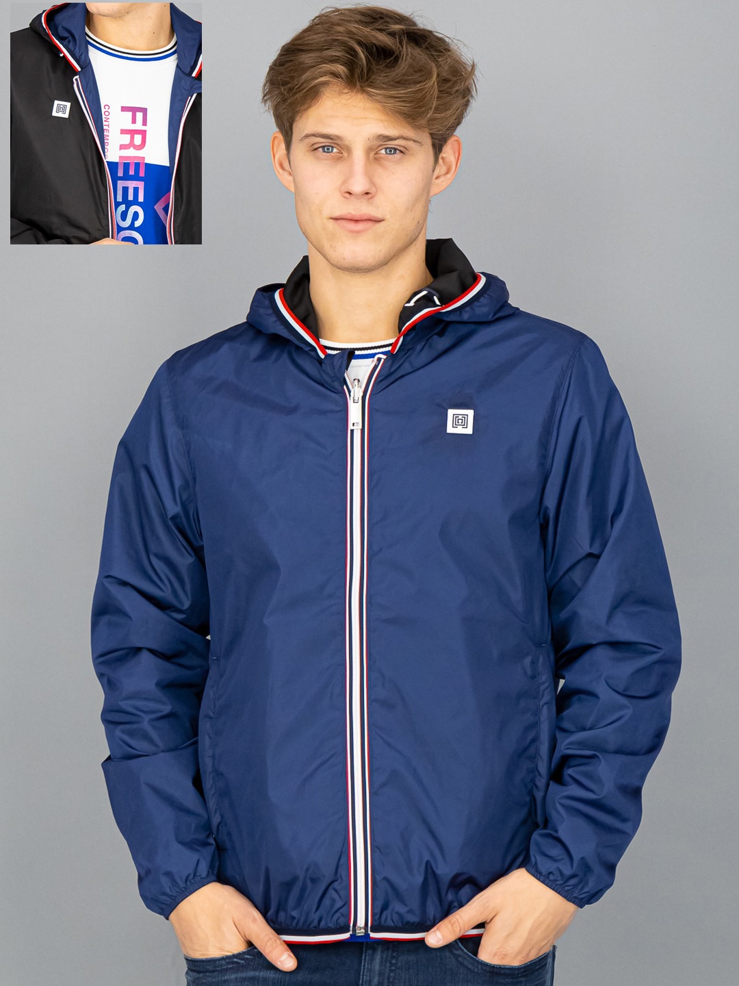 

FREESOUL Men Blue Black Reversible Sporty Jacket