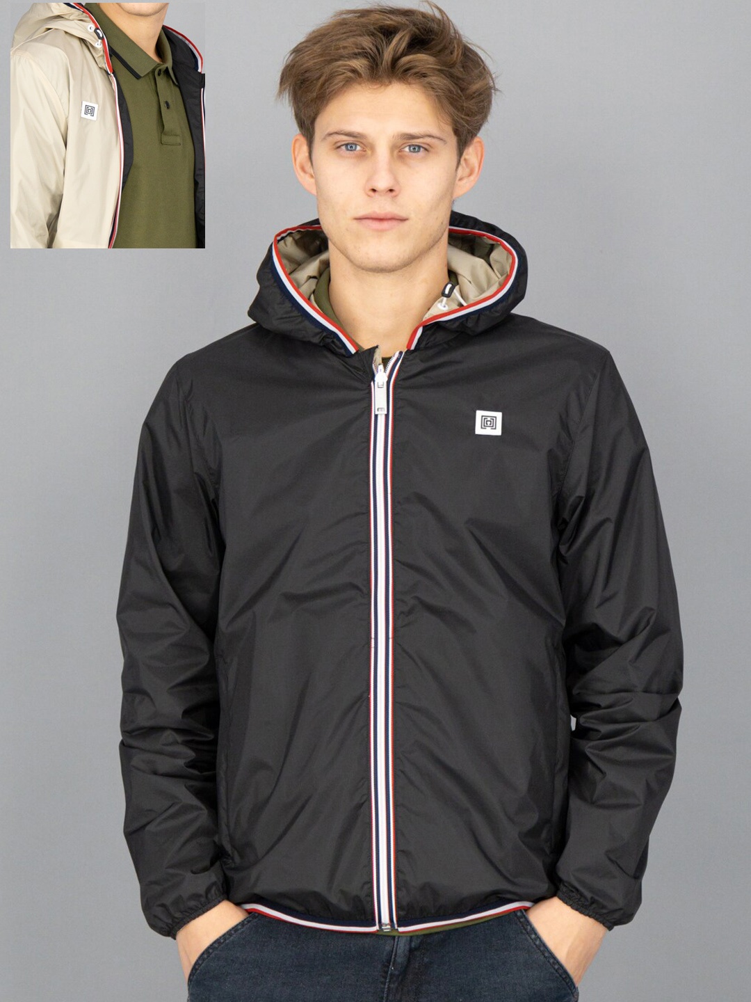 

FREESOUL Men Black & Cream-Coloured Reversible Padded Jacket
