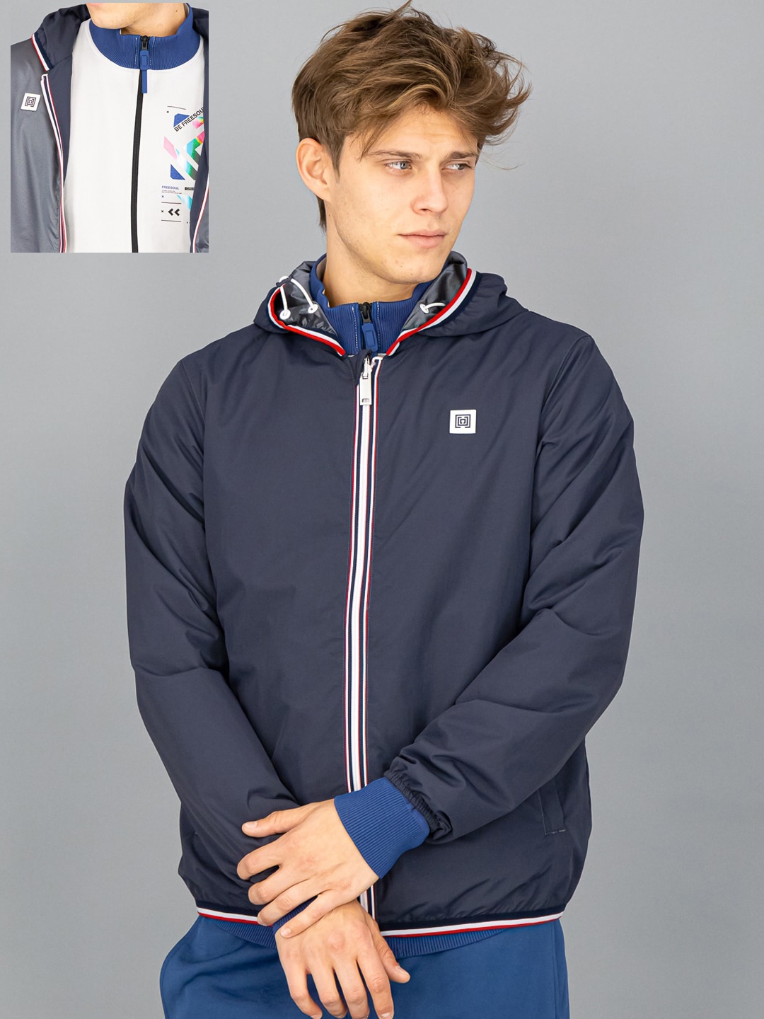 

FREESOUL Men Grey Reversible Padded Jacket