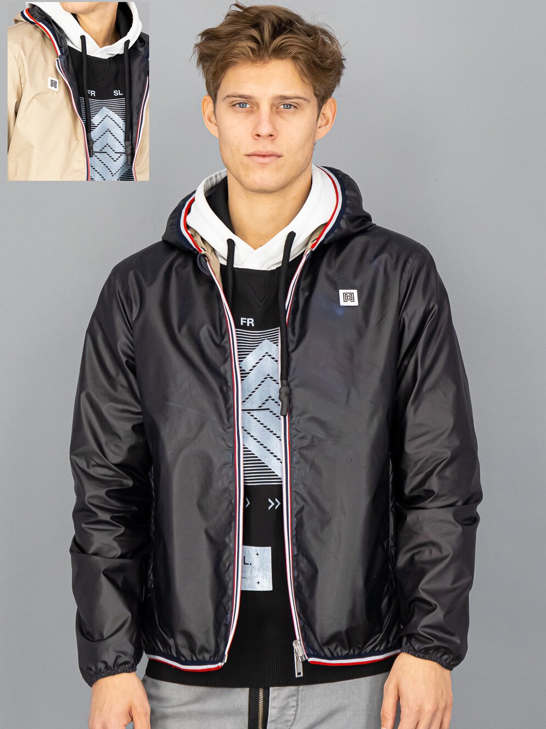 

FREESOUL Men Brown & Black Solid Reversible Hooded Bomber Jacket