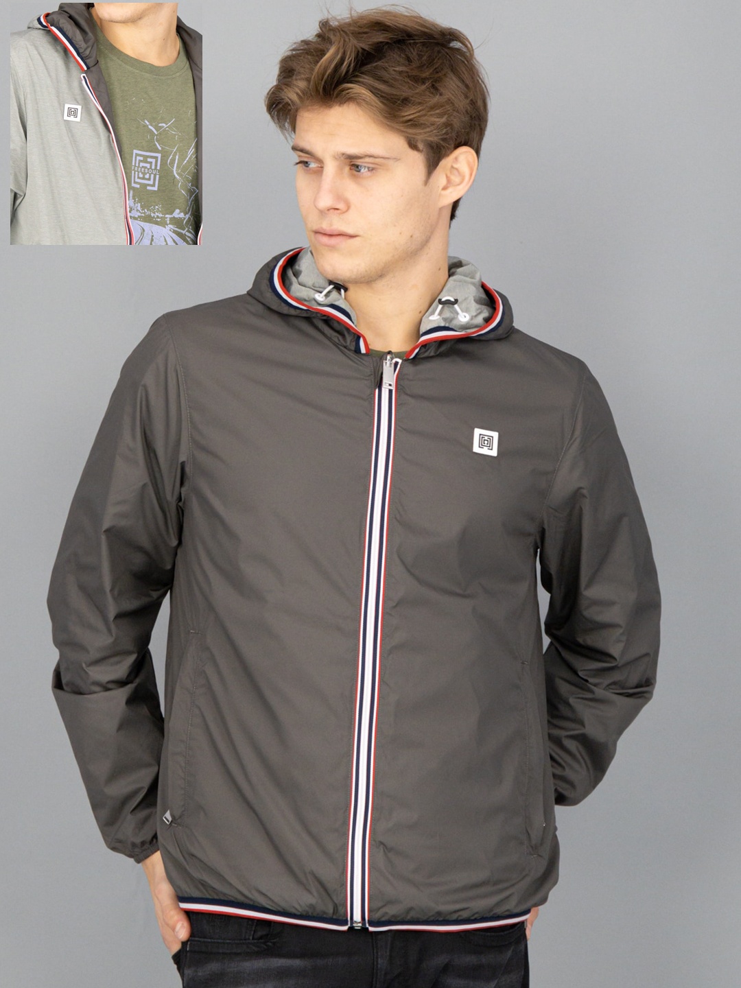 

FREESOUL Men Grey Reversible Padded Jacket