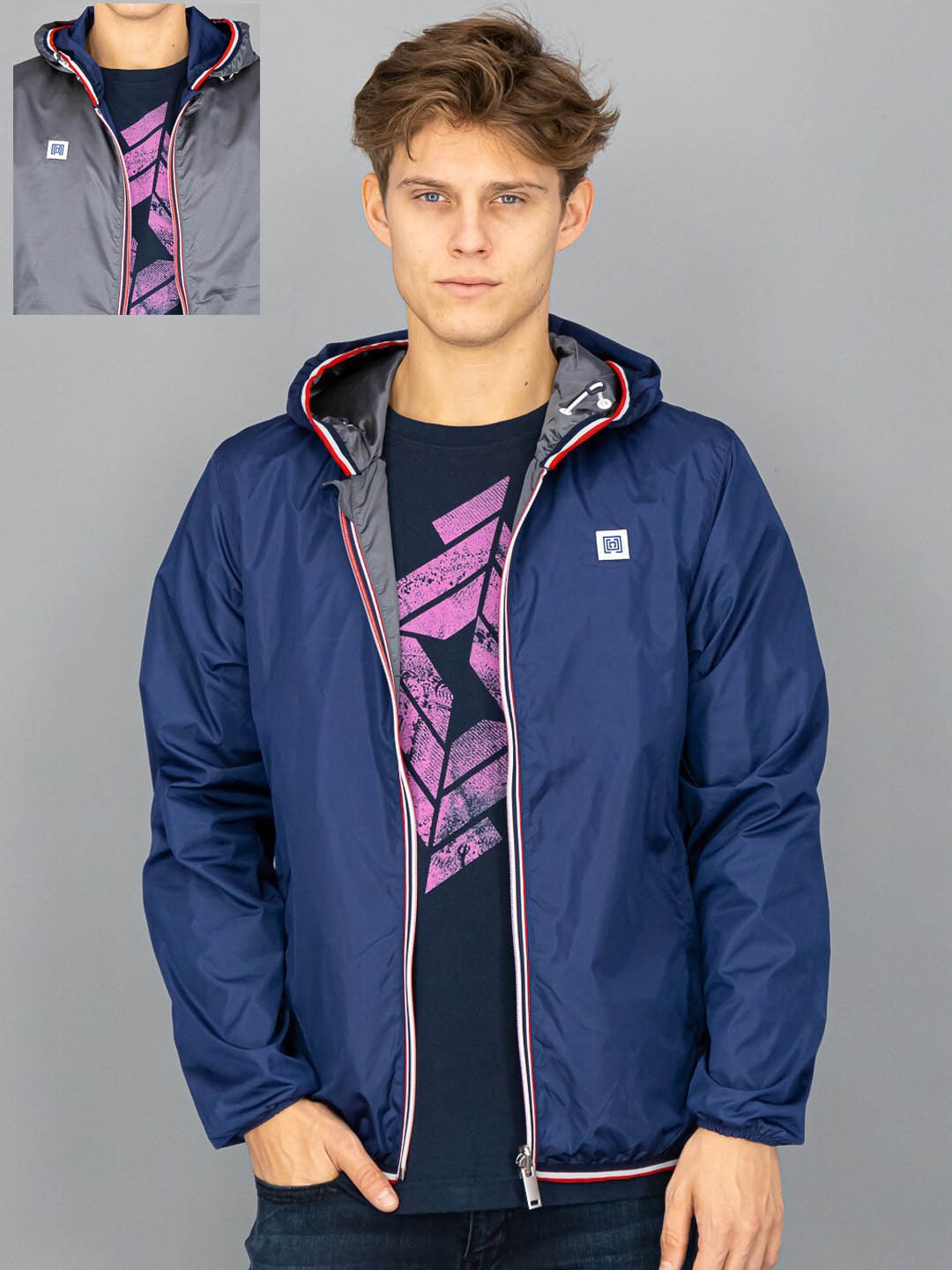 

FREESOUL Men Blue Reversible Open Front Jacket