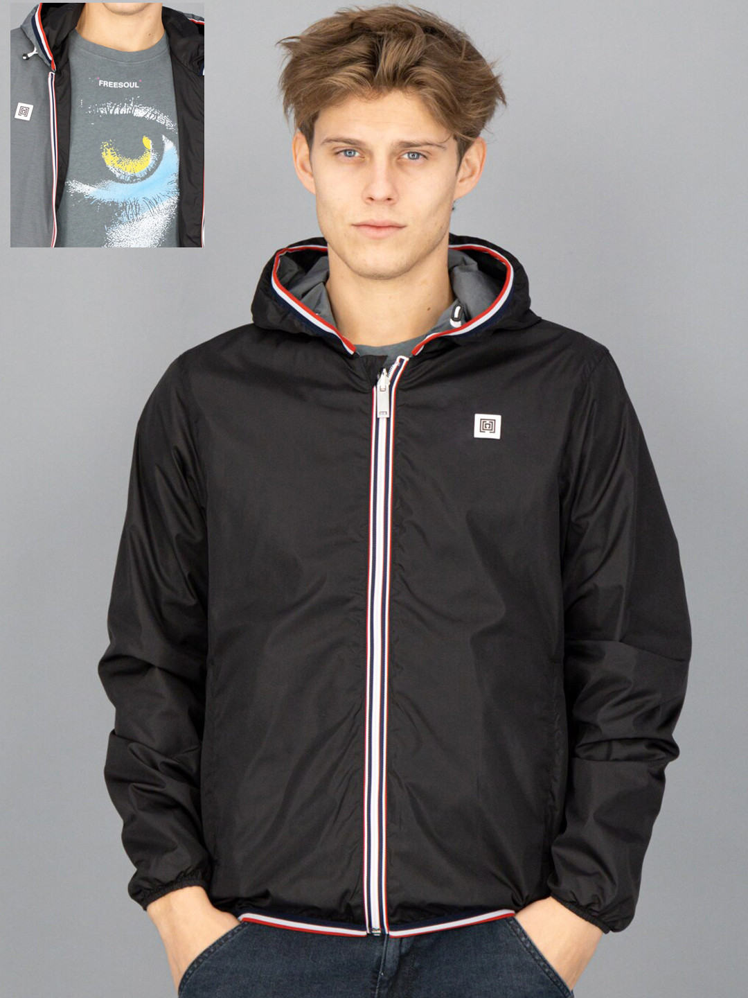 

FREESOUL Men Black Reversible Padded Jacket
