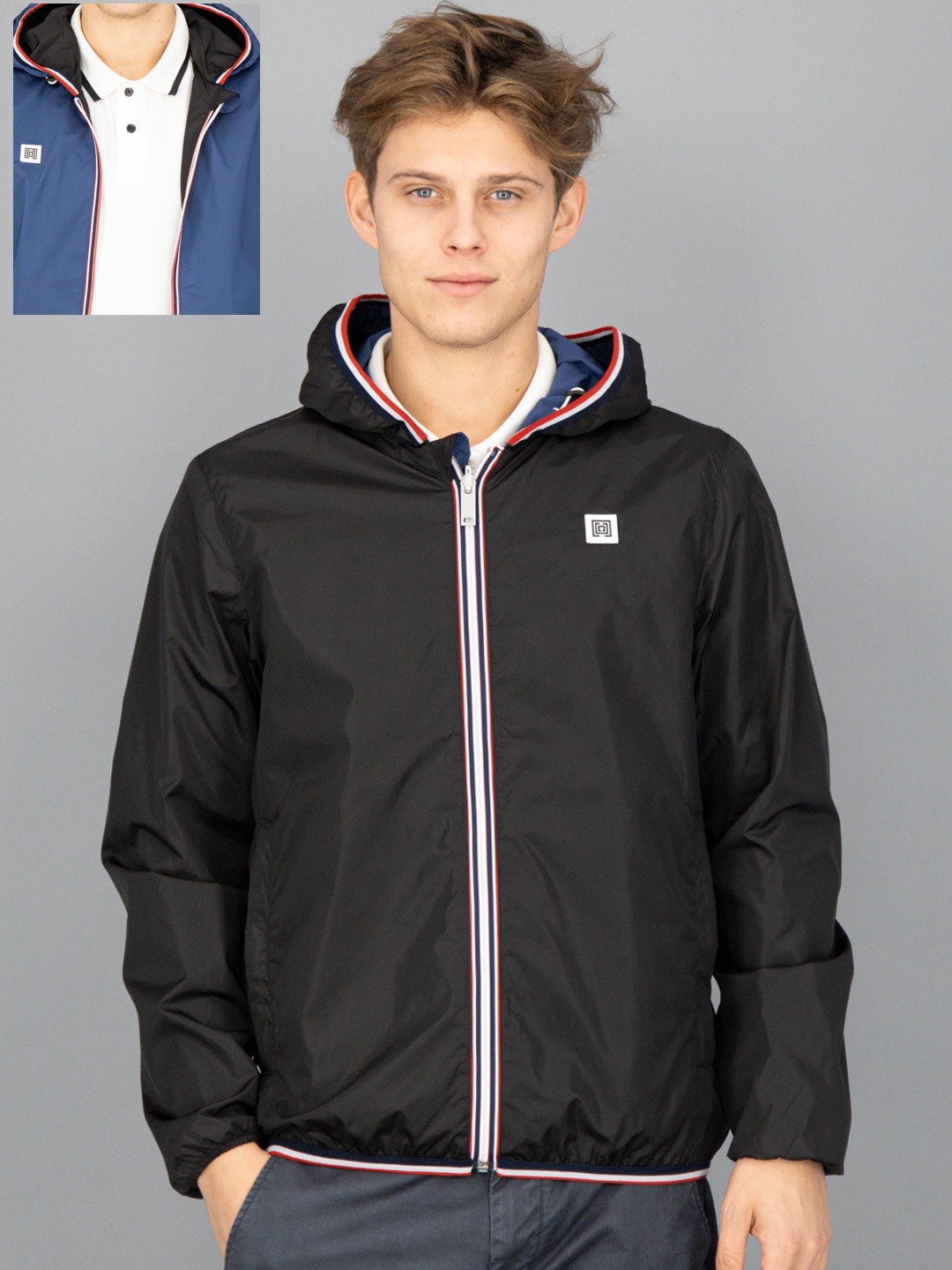 

FREESOUL Men Black Blue Reversible Padded Jacket