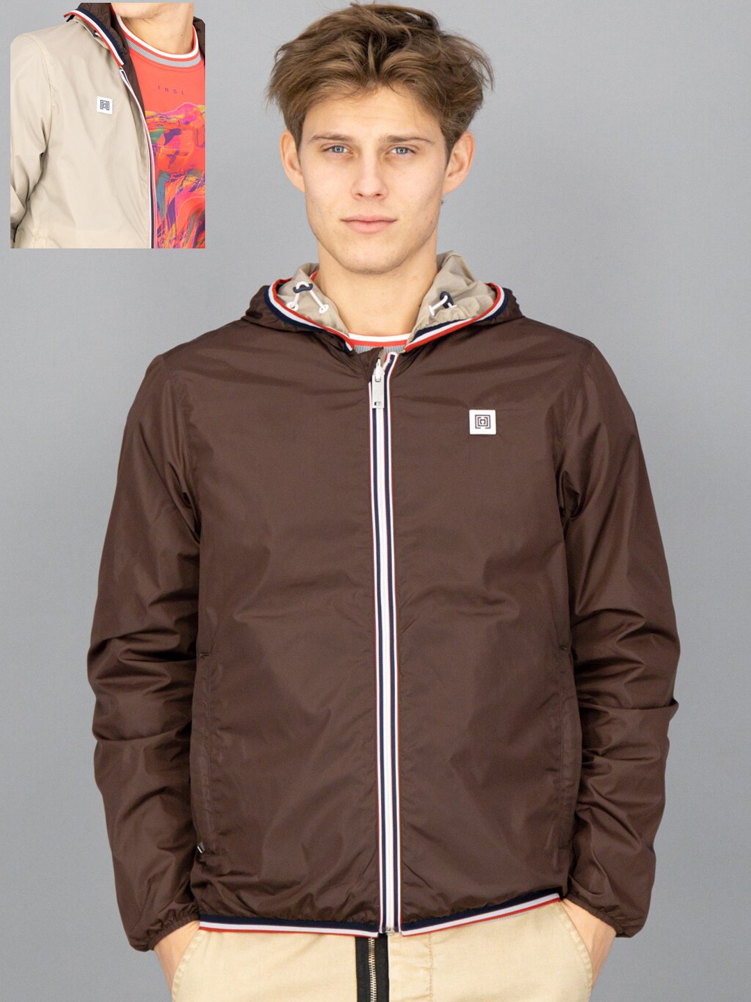 

FREESOUL Men Brown Beige Reversible Padded Jacket