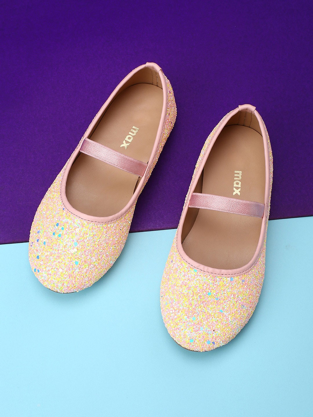 

max Girls Nude-Coloured Embellished Ballerinas Flats