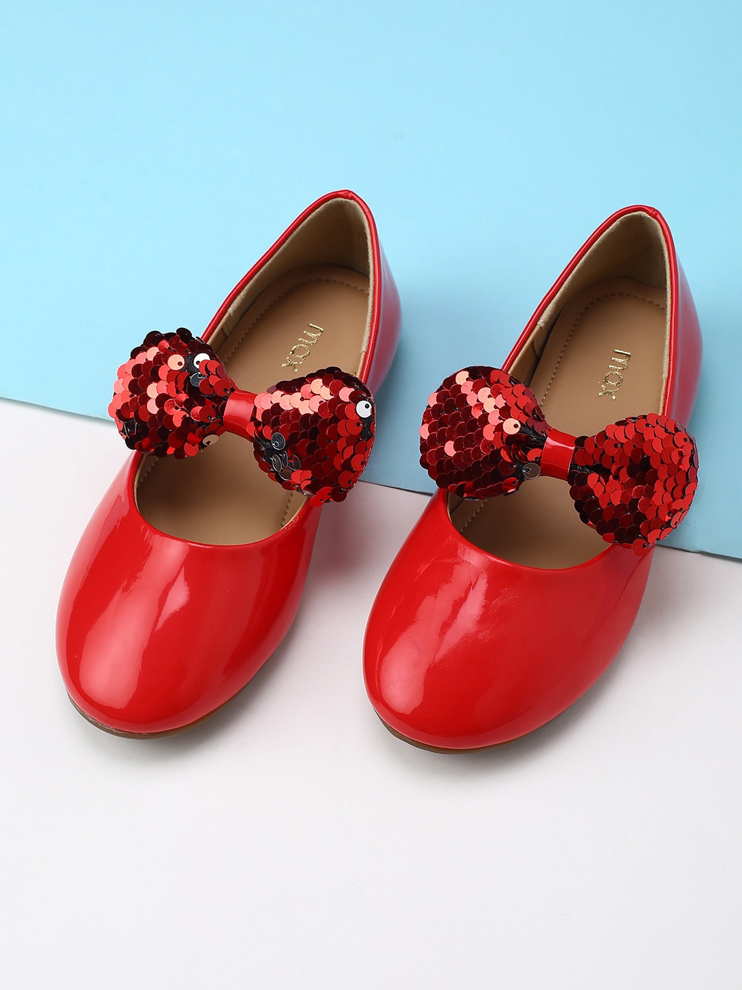 

max Girls Red Ballerinas with Bows Flats