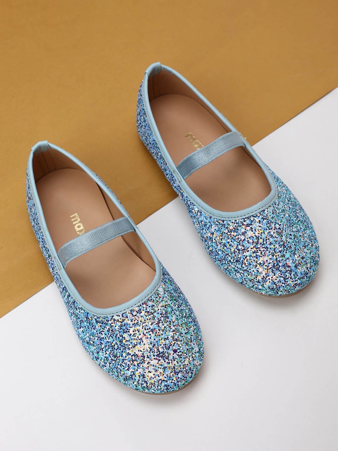 

max Girls Blue Textured Ballerinas Flats