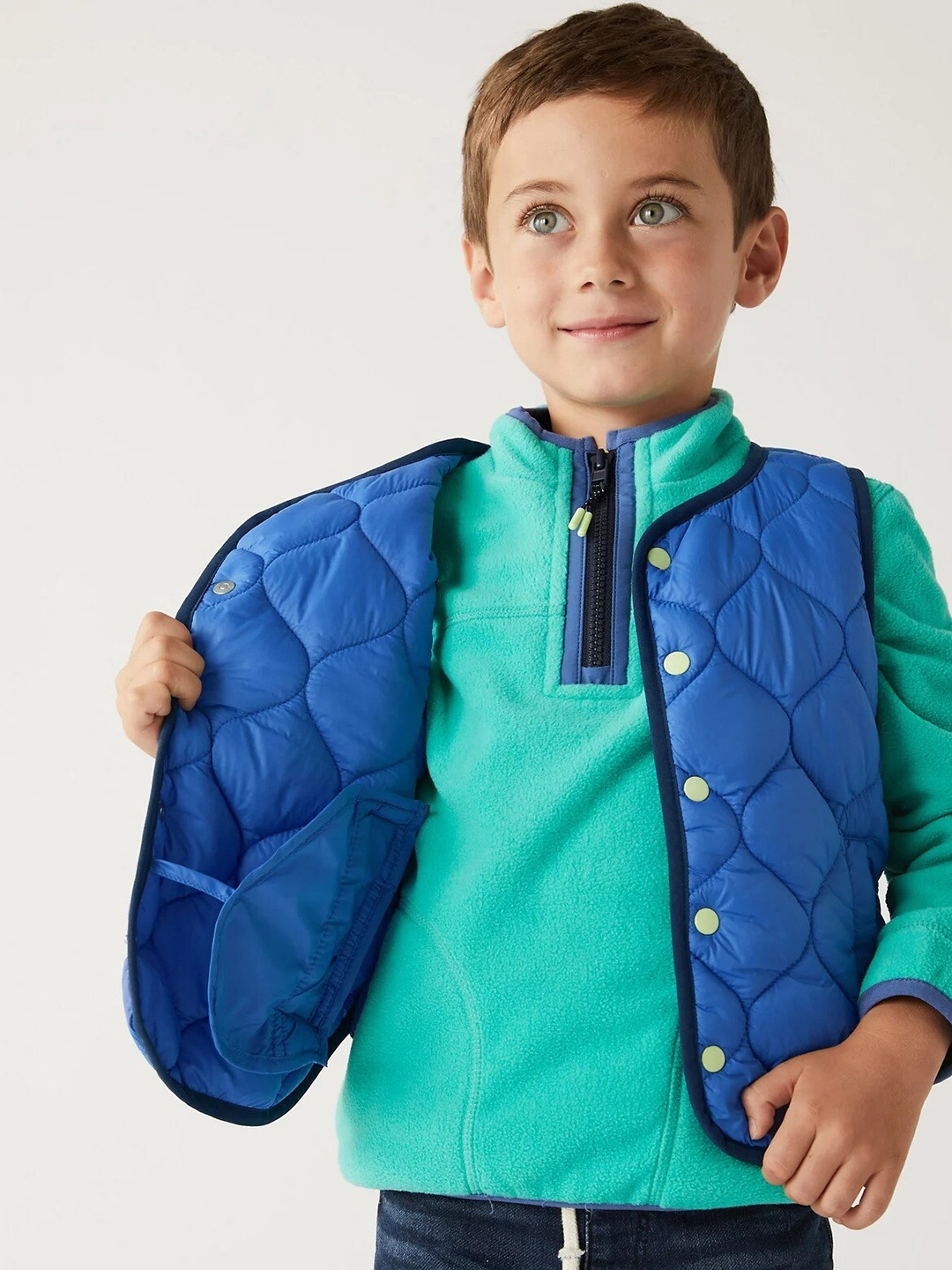 

Marks & Spencer Boys Blue Lightweight Quilted Jacket