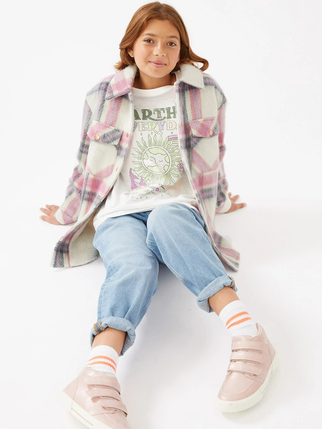 

Marks & Spencer Girls Cream-Coloured Pink Lightweight Tailored Jacket