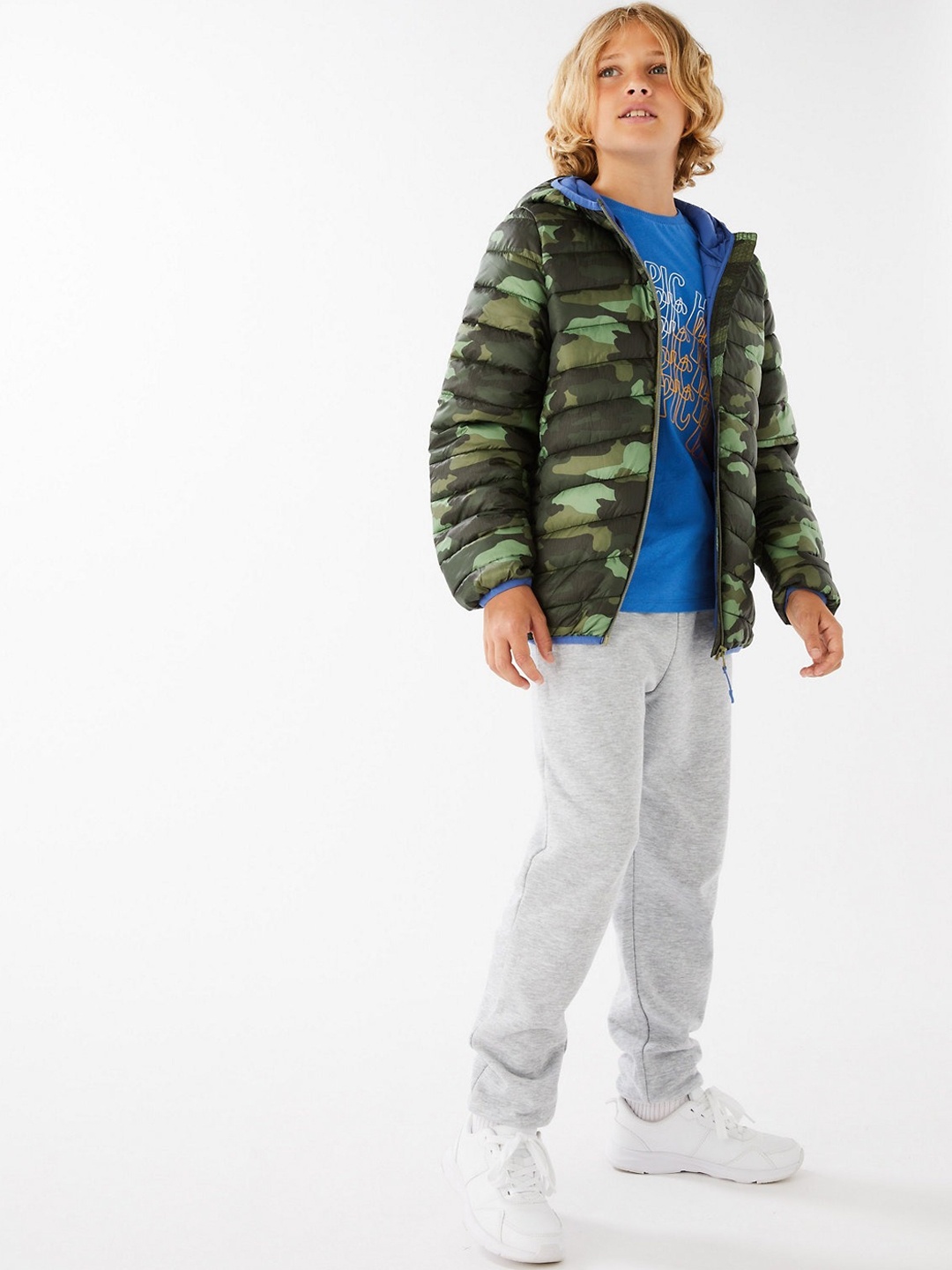 

Marks & Spencer Kids Green Camouflage Lightweight Padded Jacket