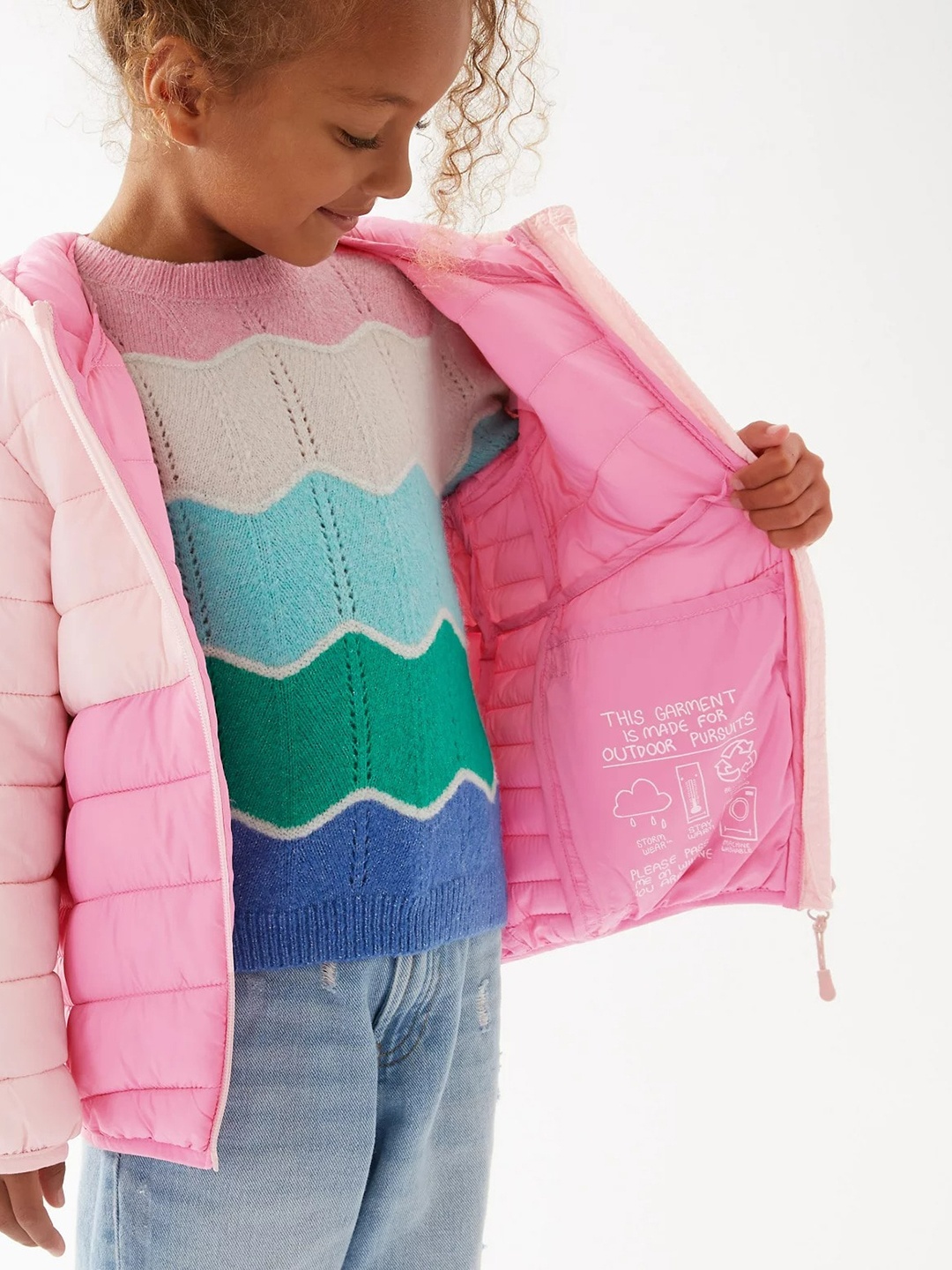 

Marks & Spencer Girls Pink & Peach Colourblocked Hooded Padded Jacket