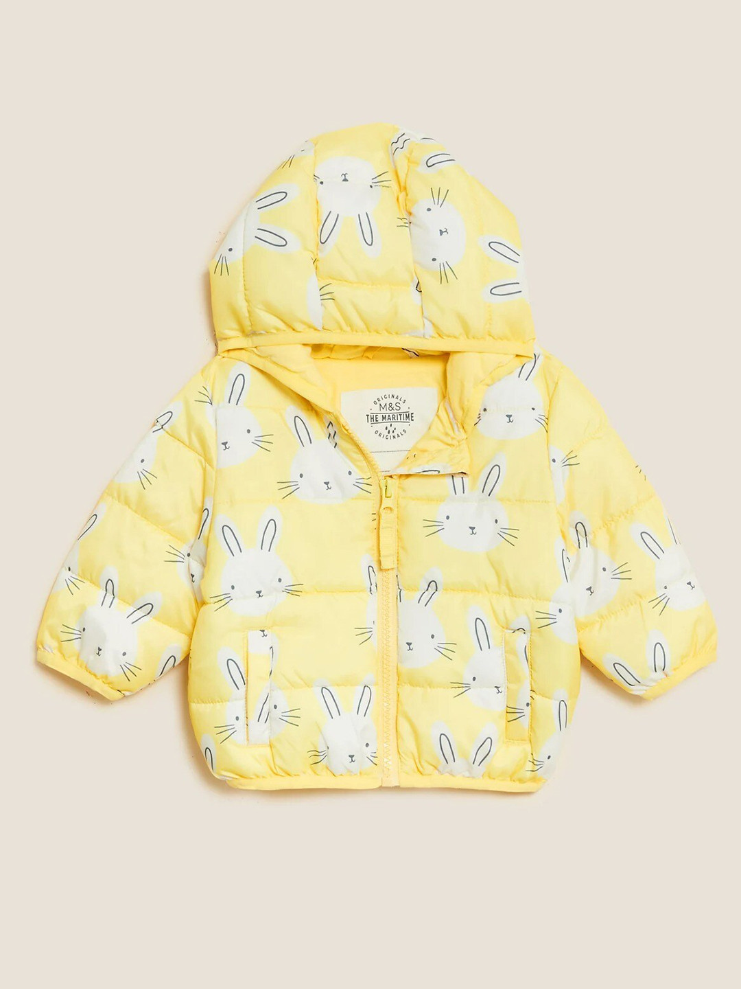 

Marks & Spencer Girls Yellow White Lightweight Crop Hooded Bomber Jacket
