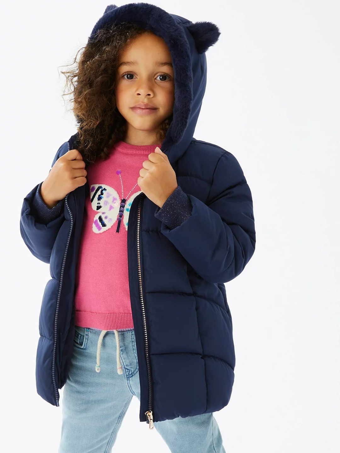 

Marks & Spencer Girls Navy Blue Lightweight Longline Puffer Jacket