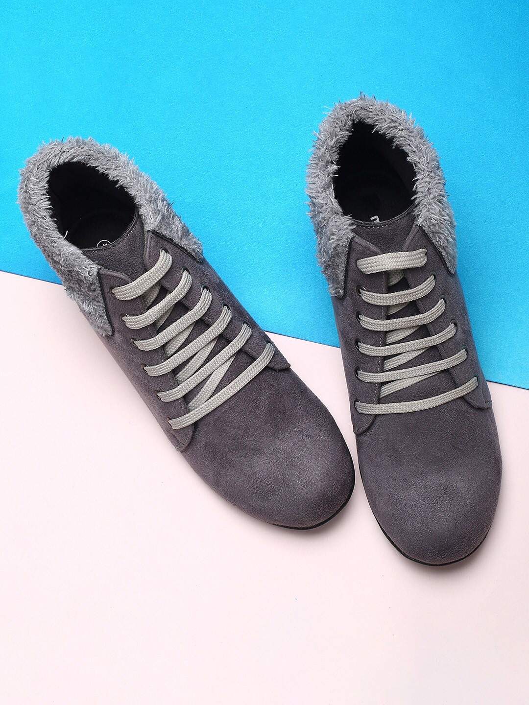 

max Women Mid-Top Lace-Up Regular Boots, Grey