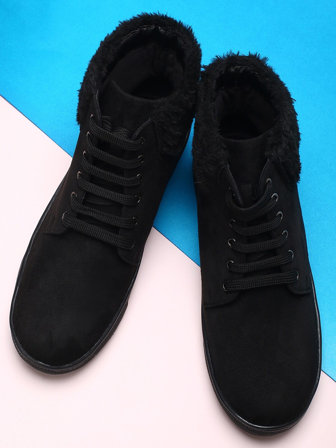 

max Women Mid-Top Lace-Up Winter Boots, Black